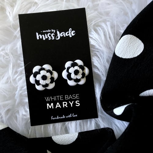 Image of White/Jett Black Mary Studs