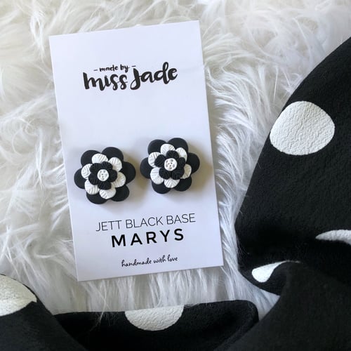 Image of White/Jett Black Mary Studs