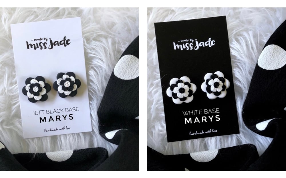 Image of White/Jett Black Mary Studs