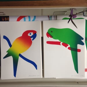Image of Set of 3 parrots screenprints