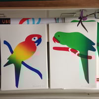 Image 2 of Set of 3 parrots screenprints