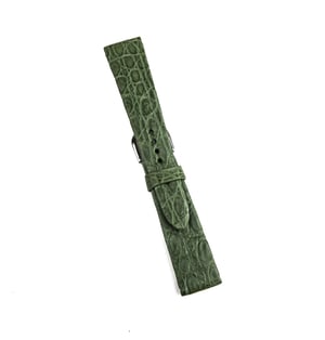 Image of Hand-rolled military green crocodile rembordé watch strap