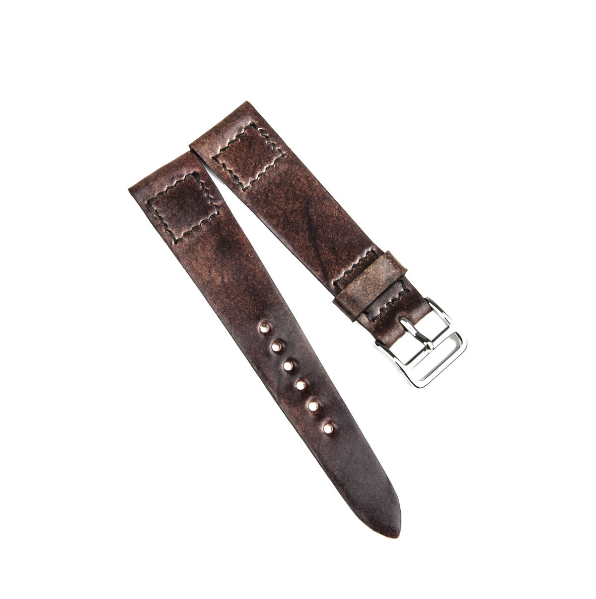 Image of Marble #8 Shell Cordovan Box Stitch unlined watch strap
