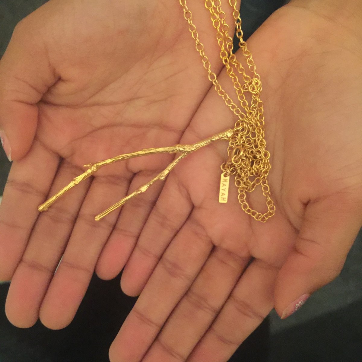 Image of Gold long twig necklace