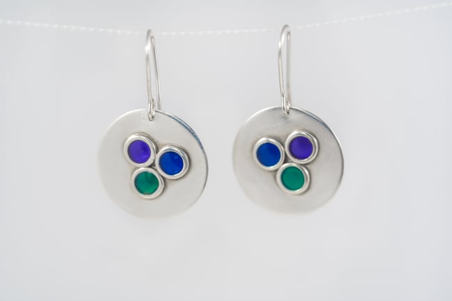 Round Circles Silver Earrings