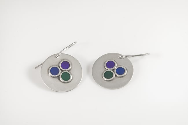 Round Circles Silver Earrings