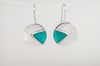 Round Triangle Silver Earrings - Turquoise