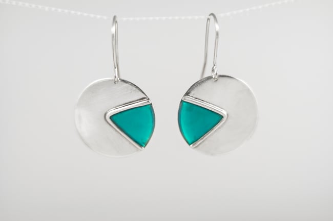 Round Triangle Silver Earrings
