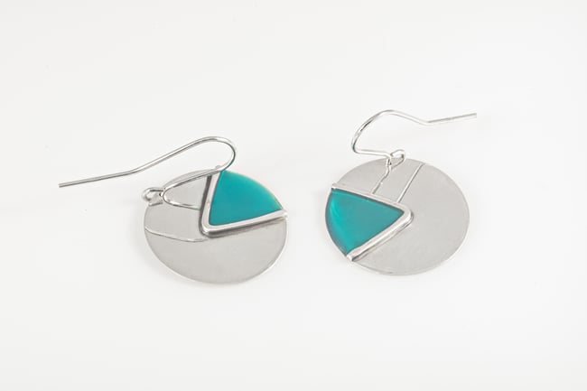 Round Triangle Silver Earrings