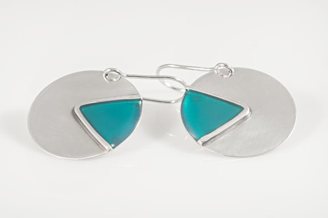 Round Triangle Silver Earrings