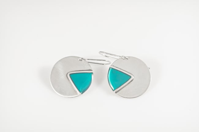 Round Triangle Silver Earrings
