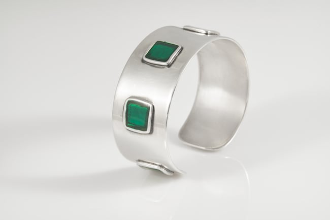 Wide Silver Cuff with Squares