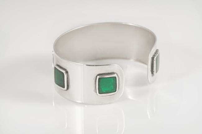 Wide Silver Cuff with Squares
