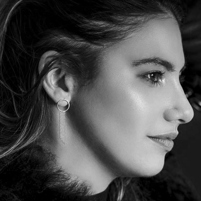 Gold Halo studs with long fringe