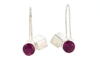 Image 1 of Pink Tourmaline set in sterling silver drop studs