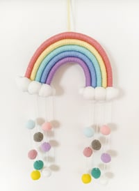 Rainbow Hanger - pom poms