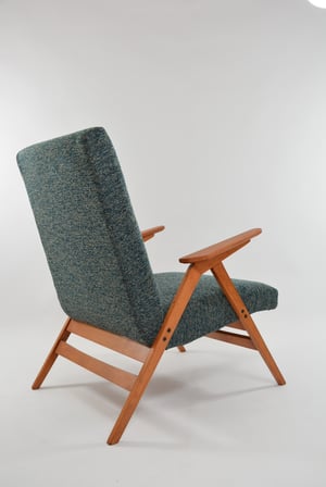 Image of Fauteuil Tatra bleu-noir-émeraude chiné