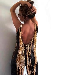 Image 5 of Sequin Tassel Velvet Catsuit: Wine 50% OFF LAST IN STOCK