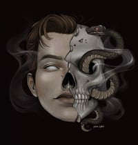 Half skull square art print