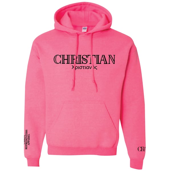 Image of Shocking Pink- Who Am I " CHRISTIAN" Hooded Sweatshirt