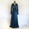 Deep Teal "Beverly" Dressing Gown w/ Crystal Buttons