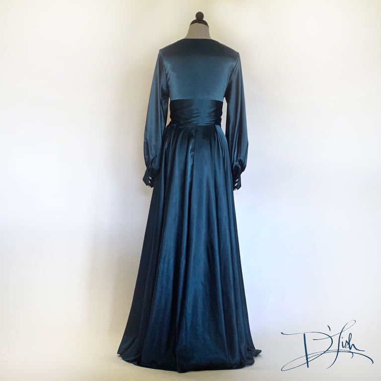 Deep Teal "Beverly" Dressing Gown w/ Crystal Buttons Image 3