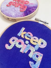 Image 3 of Original Hand Embroidery Artwork - “Keep Going” - Pastels on Purple