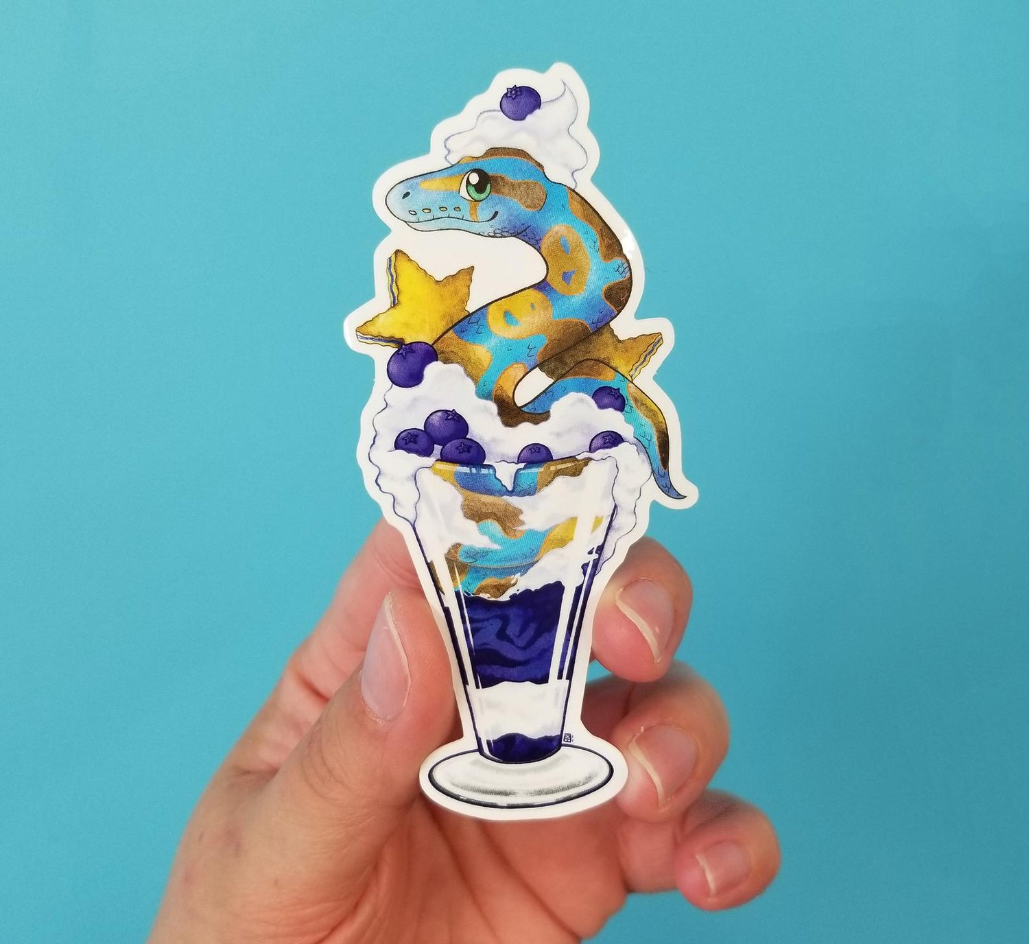 Image of Ball phython in a blueberry parfait waterproof outdoor vinyl sticker decal