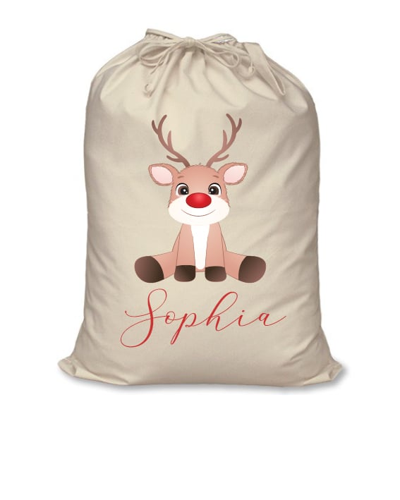 Image of Personalised Christmas Santa Sack - Baby Reindeer