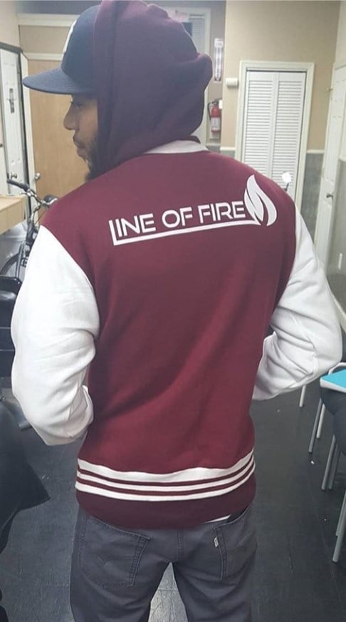 Image of "Fire Flame" Varsity Fleece Jacket (Fuego Blanco Collection) 