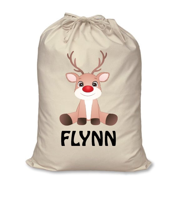 Image of Personalised Christmas Santa Sack - Baby Reindeer