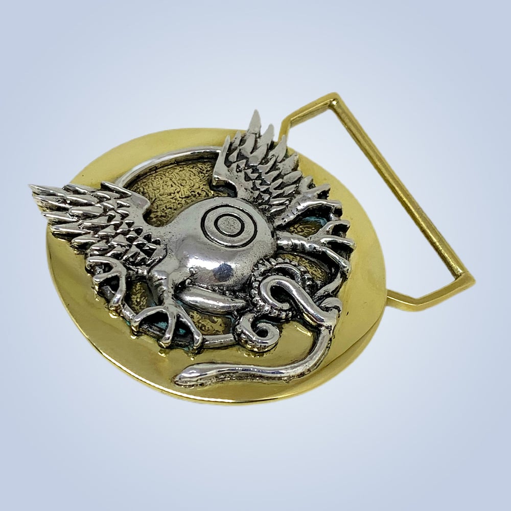 Image of Flying Eye Buckle Cast in Yellow Brass & Sterling Silver Silver 