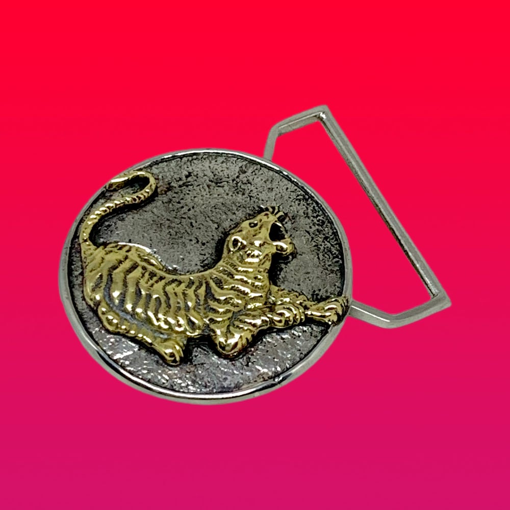 Image of The Tiger Buckle Cast in White & Yellow Brass