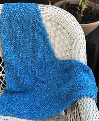 Image 2 of Hand Knit Denim Shawl.