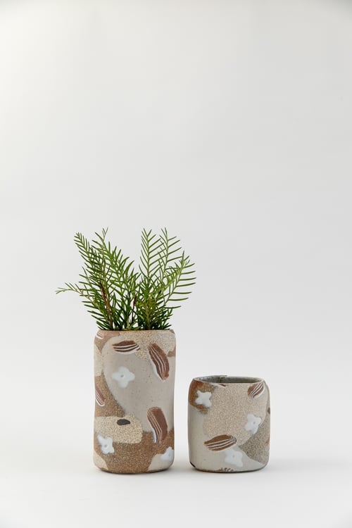 Image of Short Oval Inlay Vase - Desert Spring
