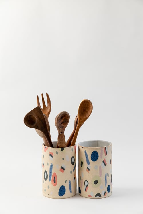 Image of Large Utensil Holder - Soft Yellow Candy All Sorts