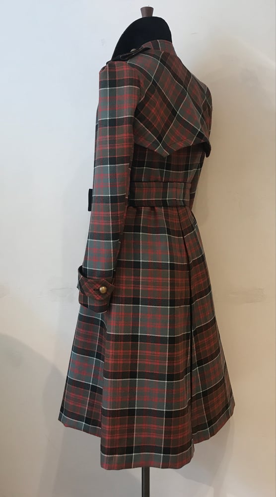 Image of Wool tartan belted trench coat 