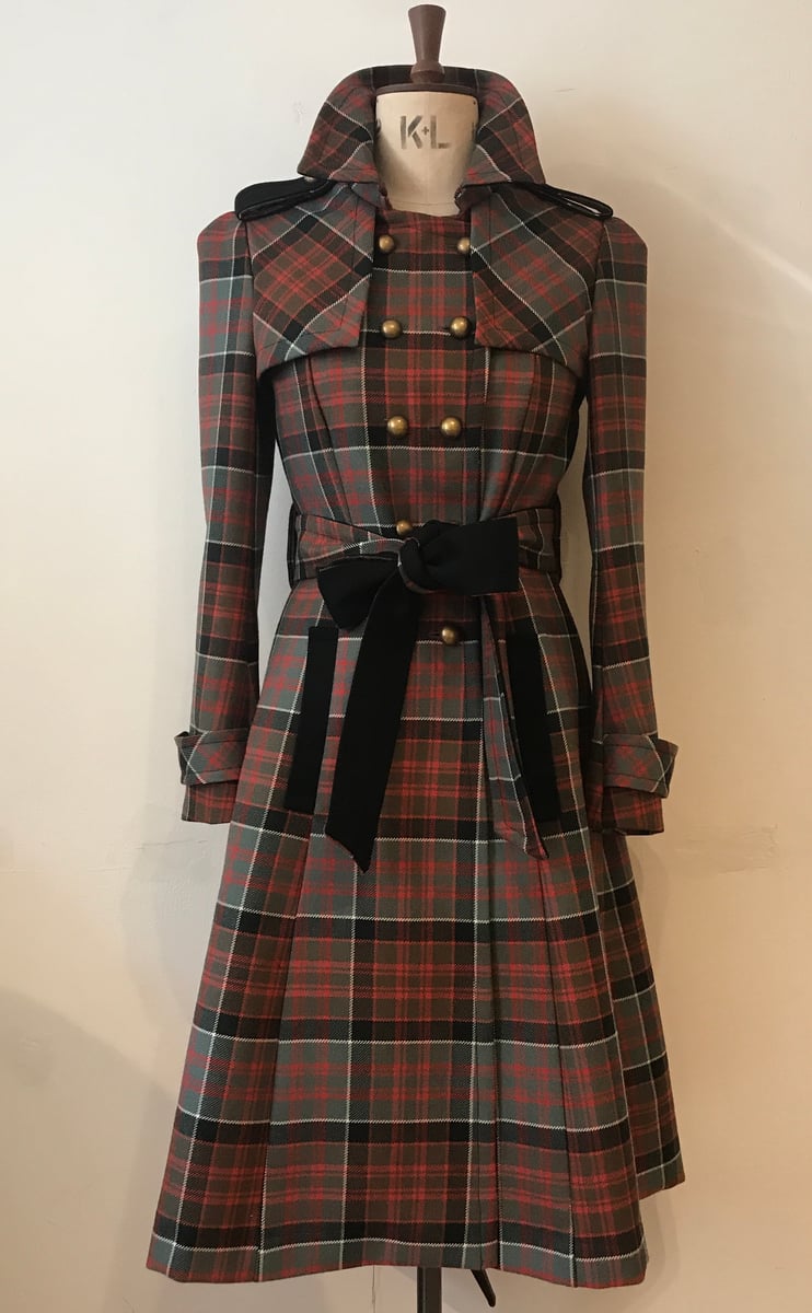 Wool tartan belted trench coat / TottyRocks