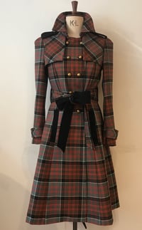 Image 1 of Wool tartan belted trench coat 