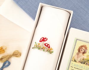 Image of Embroidered Mushroom Handkerchief