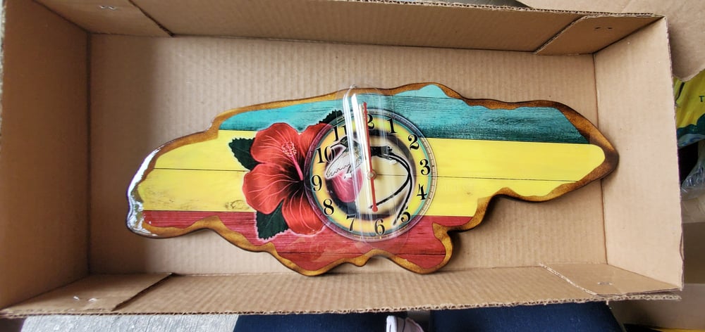 Jamaica Hibiscus and Doctor Bird Clock 