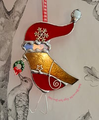Gold Robin in Christmas Hat