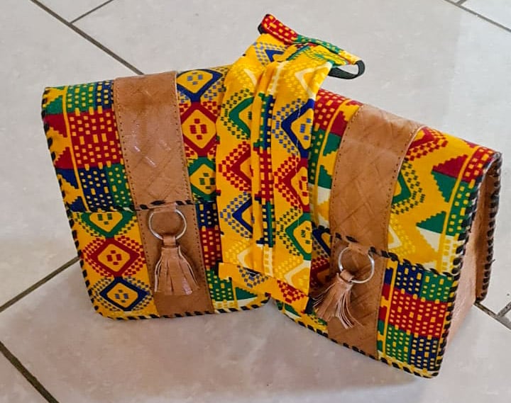 Image of Leather handbag | Kente print bag | purse