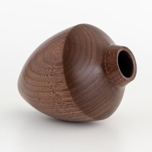 Image of Walnut Hollow Form with Turquoise Inlay