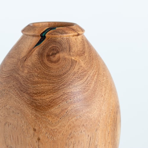 Image of Mesquite Hollow Form with Malachite Inlay