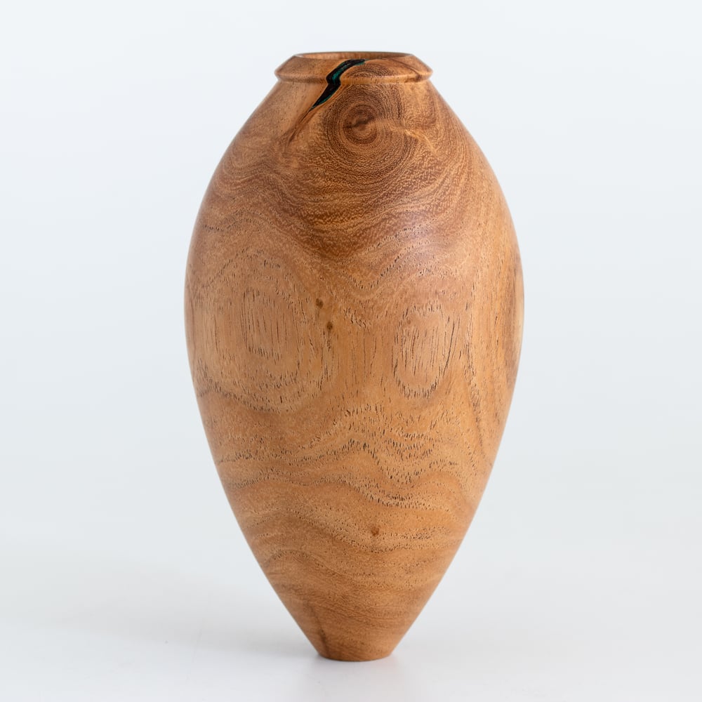 Image of Mesquite Hollow Form with Malachite Inlay