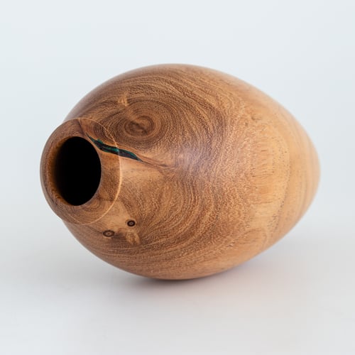 Image of Mesquite Hollow Form with Malachite Inlay