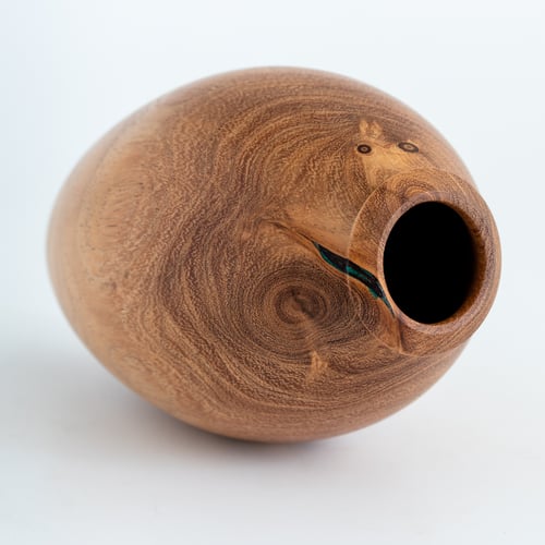 Image of Mesquite Hollow Form with Malachite Inlay