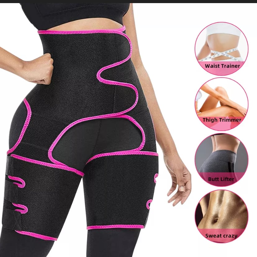 Image of Thigh Trimmer High Waist Trainer Body Shaper Butt Lifter Sweat Belt Exercise
