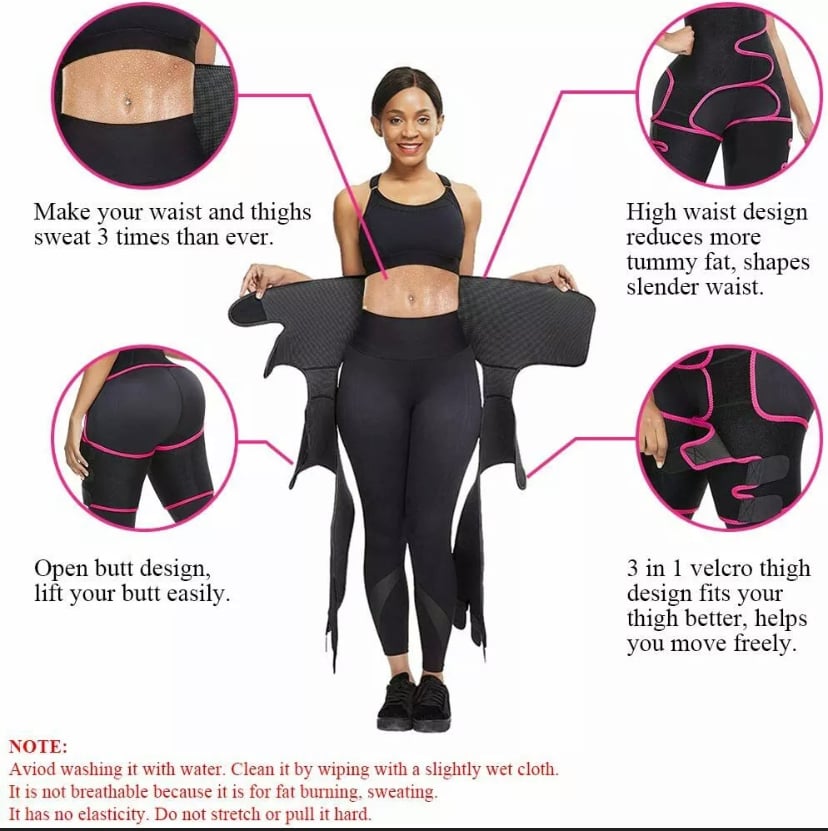 Image of Thigh Trimmer High Waist Trainer Body Shaper Butt Lifter Sweat Belt Exercise 